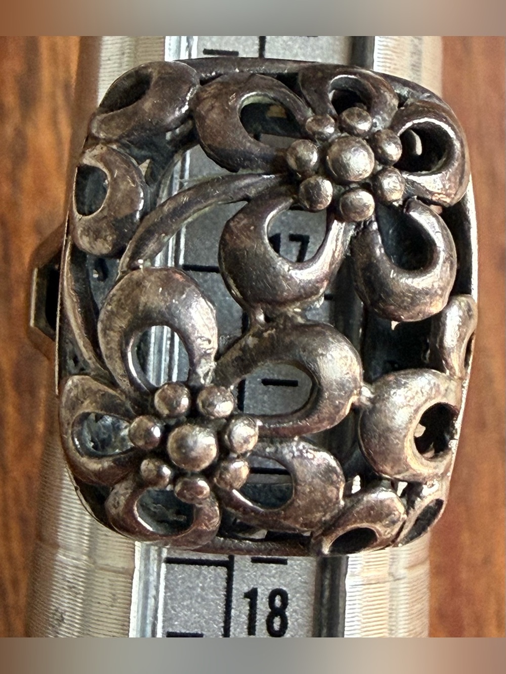 Floral Filigree Sterling Silver Statement Ring Signed FD 925 Thailand 4g